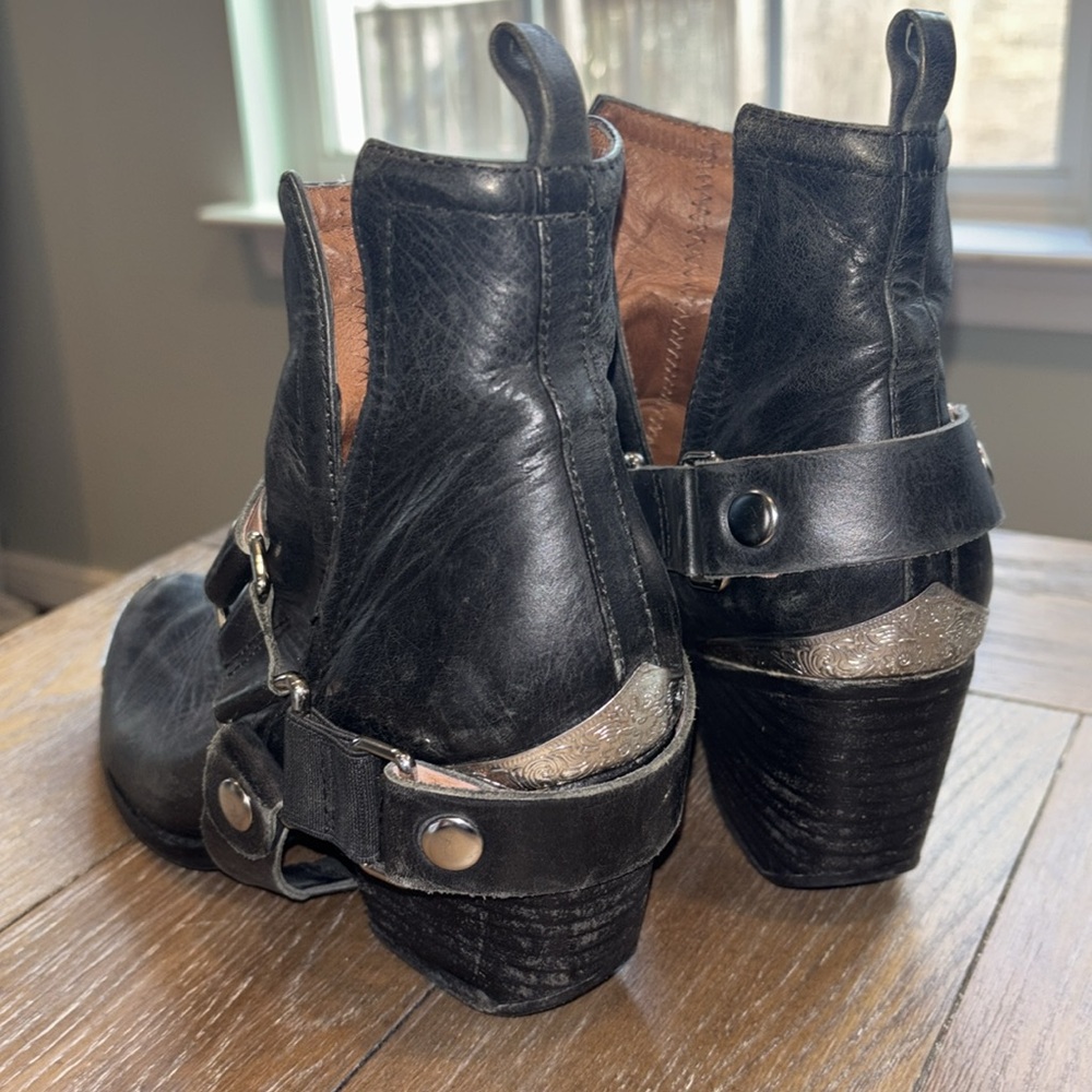 Jeffrey Campbell black orwell harness booties leather short boots moto buckle 8 - Picture 7 of 11